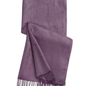 💜 Jacquard Pashmina Scarf – Deep Purple with Silver Thread | New with Tag
